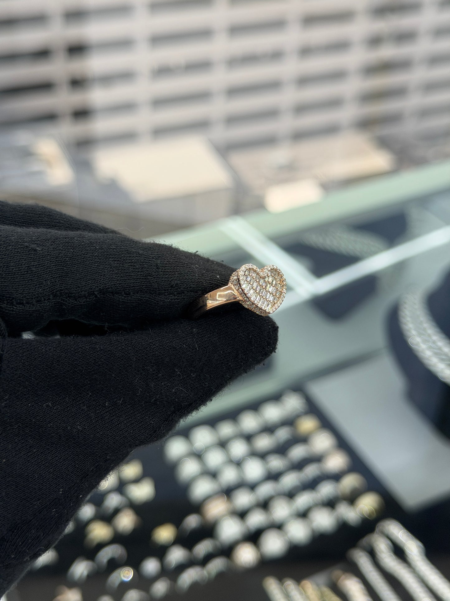 Women Heart Baguette Ring