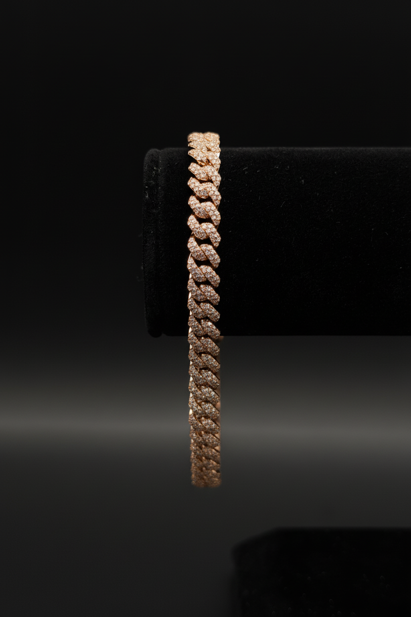 Rose Gold Diamond Cuban Link Bracelet