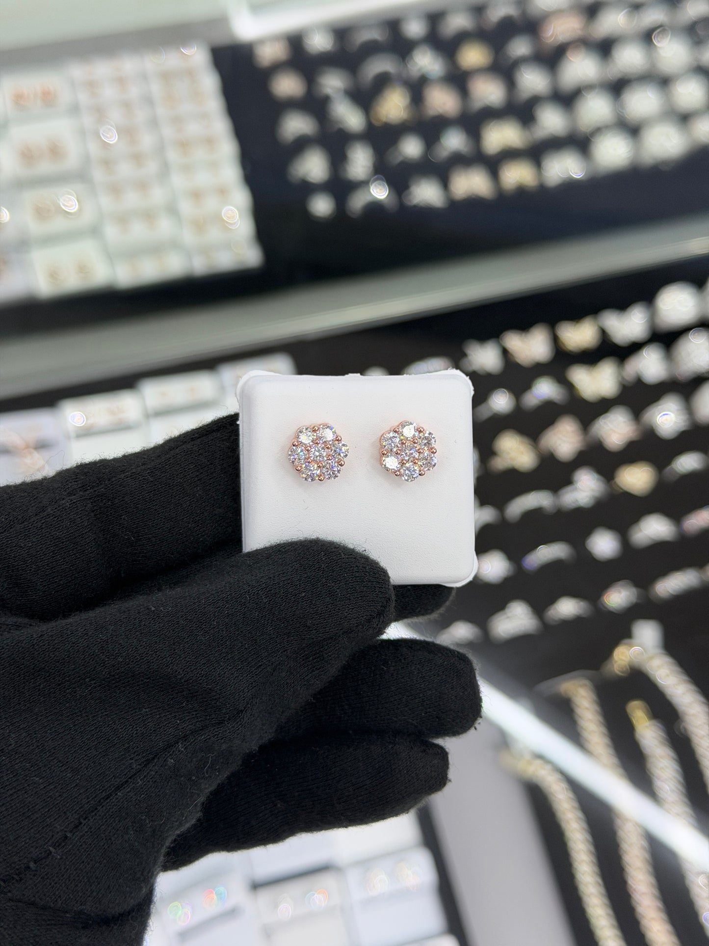 Lab Grown Flower Earrings 10MM