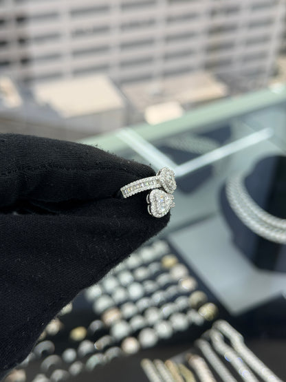Women Double Heart Baguette Ring