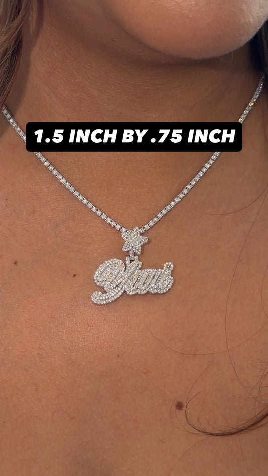 Custom Moissanite Name Pendant - Double Plated