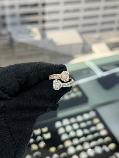 Women Two Tone Double Heart Ring