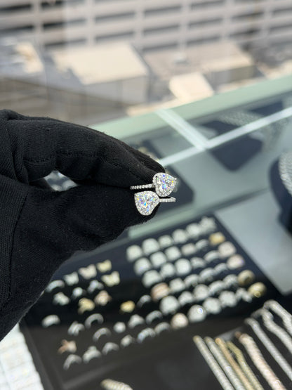 Women Double Heart Big Stone Ring
