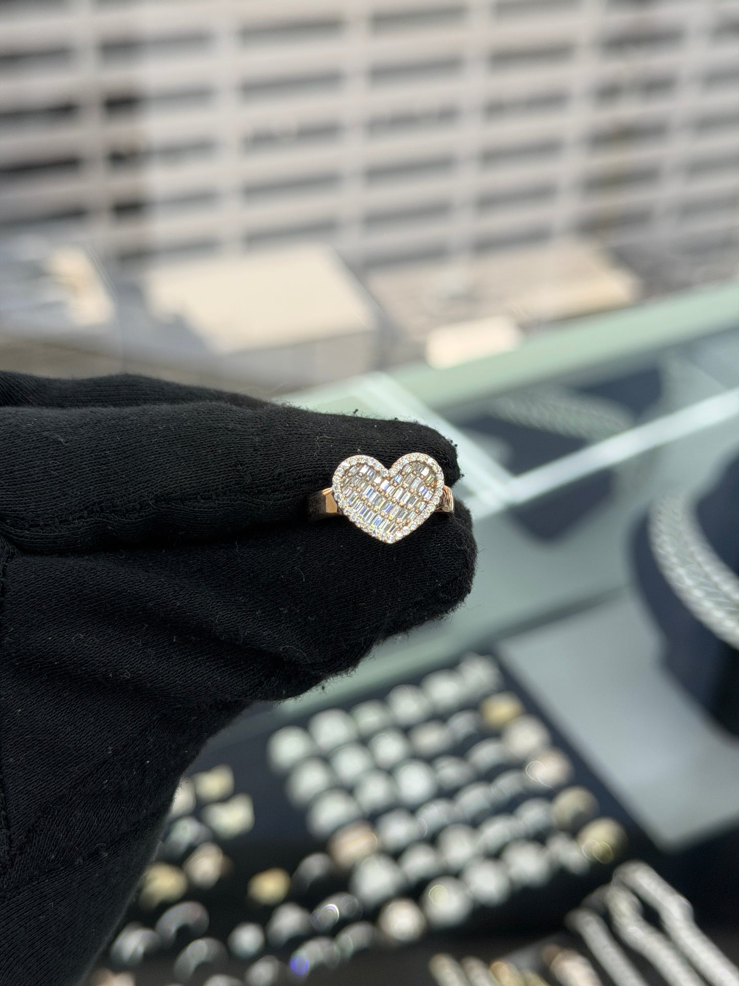 Women Heart Baguette Ring