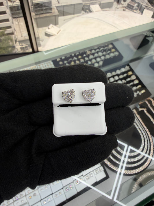 14kt White Gold Lab Grown Big Heart Earrings