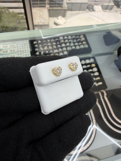 10kt Yellow Gold Lab Grown Heart Earrings