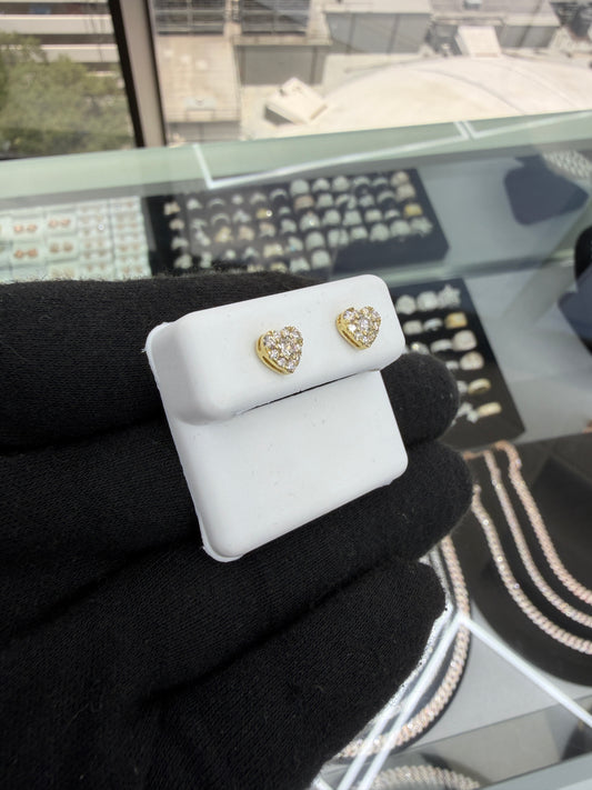 10kt Yellow Gold Lab Grown Heart Earrings