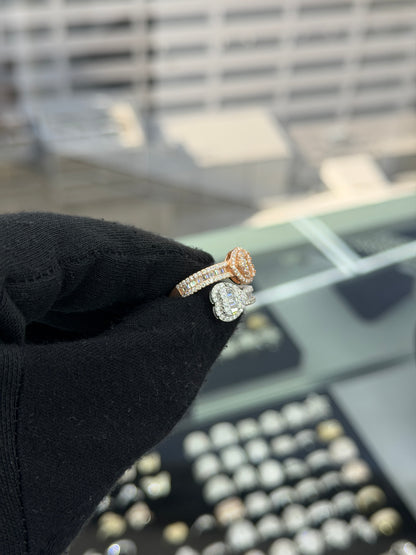 Women Two Tone Double Heart Ring