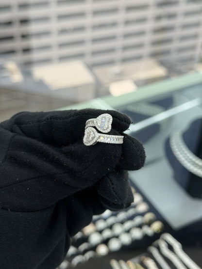 Women Double Heart Baguette Ring