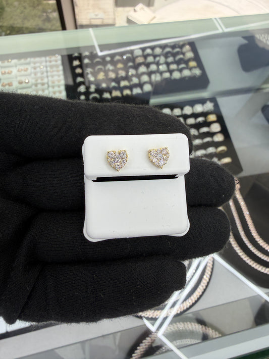 14kt Yellow Gold Lab Grown Heart Earrings