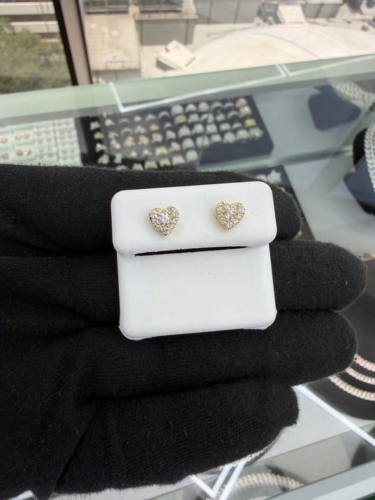 10kt Yellow Gold Lab Grown Heart Earrings