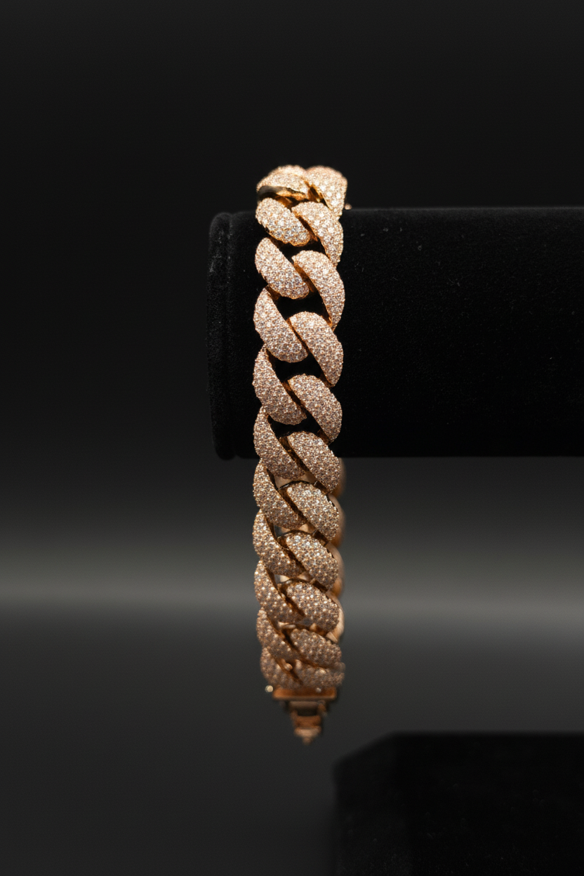 Rose Gold Diamond Cuban Link Bracelet