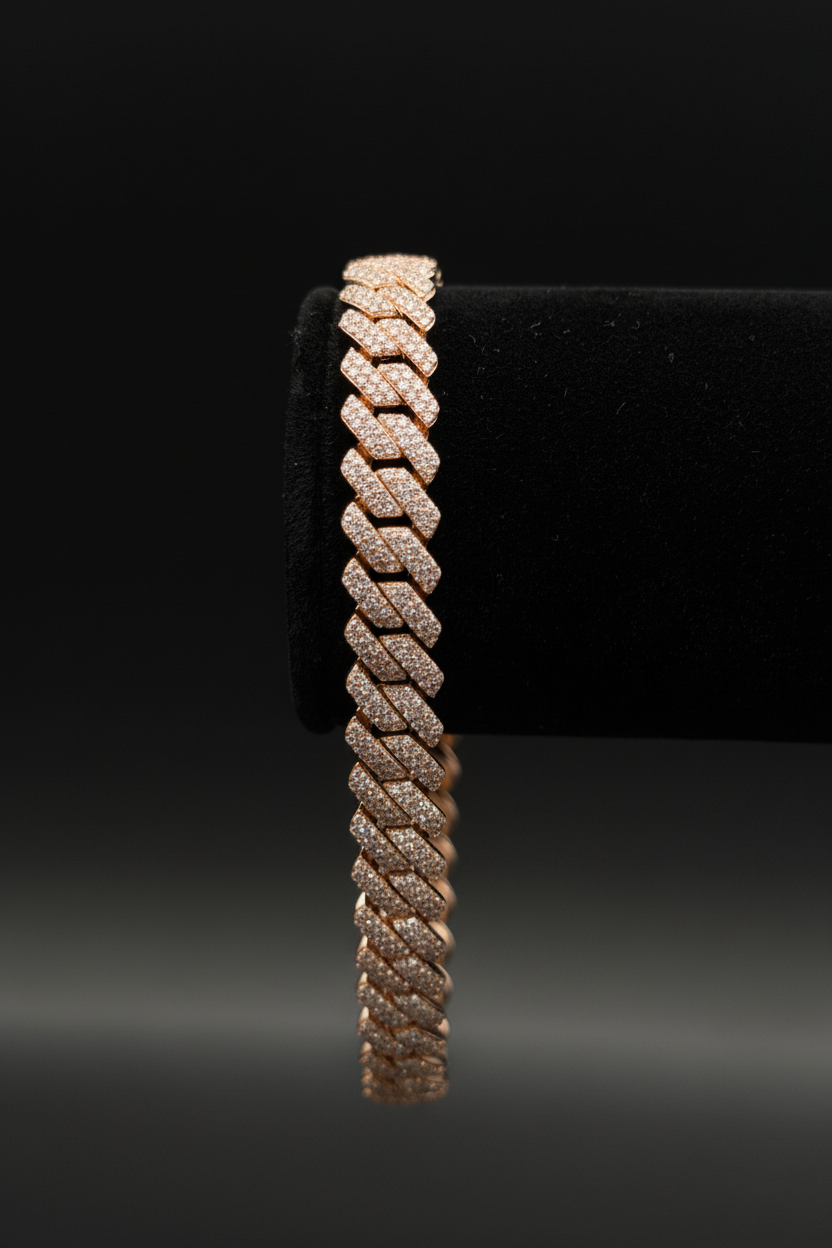 Rose Gold Diamond Cuban Link Bracelet