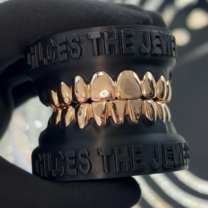 Solid Rose Gold Grillz on Branded Display