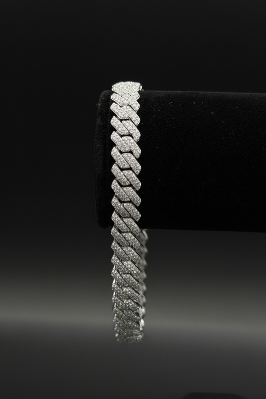 White Gold Diamond Cuban Link Bracelet
