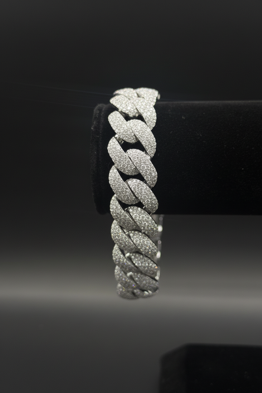 White Gold Diamond Cuban Link Bracelet