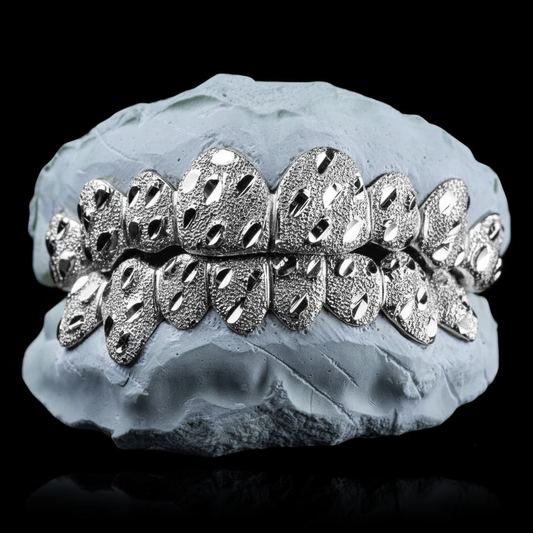 White Gold Diamond Dust Slash Grills