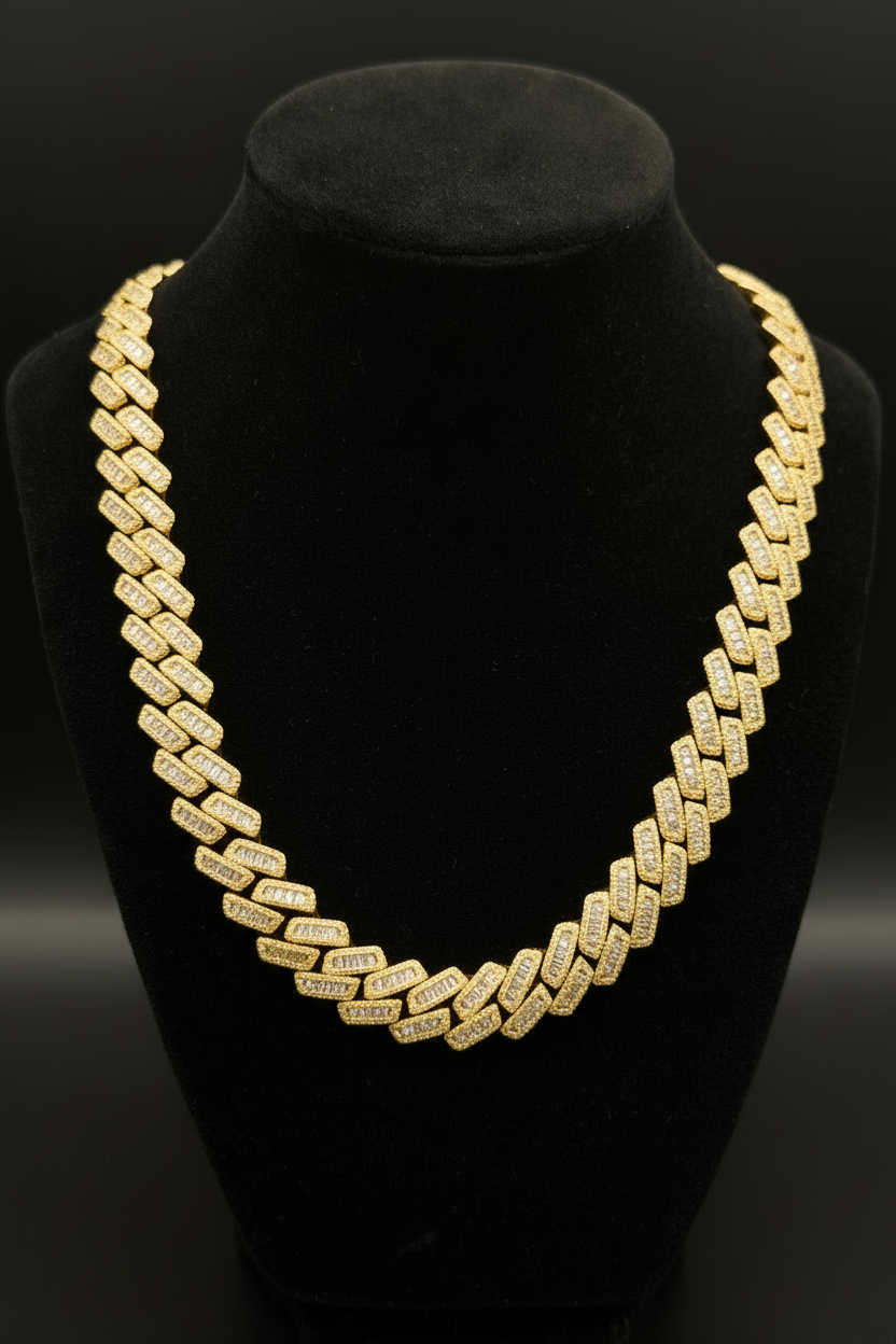 Yellow Gold Baguette Cuban Link