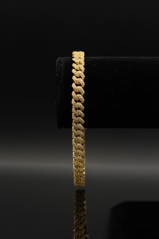 Yellow Gold Diamond Cuban Link Bracelet