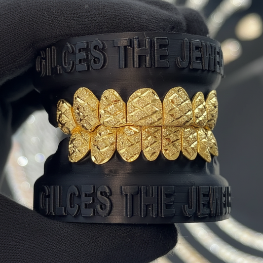 Yellow Gold Diamond Cut/Diamond Dust Grillz